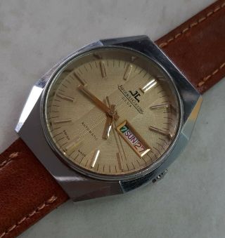 Vtg Jaeger Le Coultre Club Automatic Textured Dial Stainless S.  Case Circa 1960