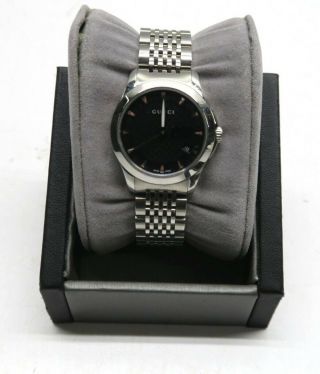 Gucci G - Timeless 38mm Stainless Steel Watch 30m Water Resistant Black Dial Watch