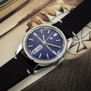 [GI]VINTAGE RADO CONWAY AUTOMATIC BLUE DIAL DAY&DATE DRESS MEN ' S WATCH RARE ITEM 5