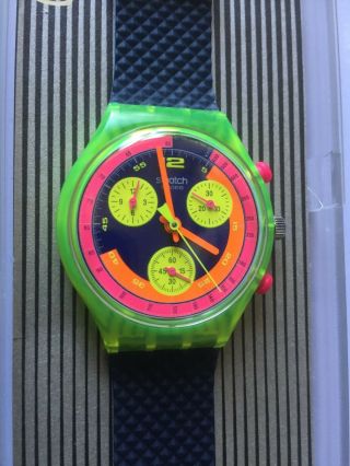 Wristwatch Swatch Chrono Grand Prix (scj101) - Full - Pink/neon - New/nos - L@@k