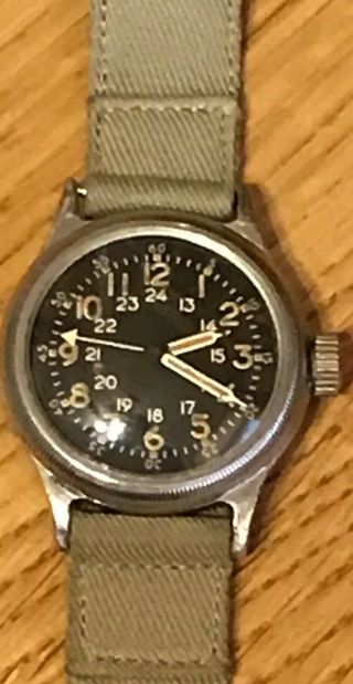 Vintage Elgin Militay A - 11 Military Watch W/ 24 Hr Dial 2