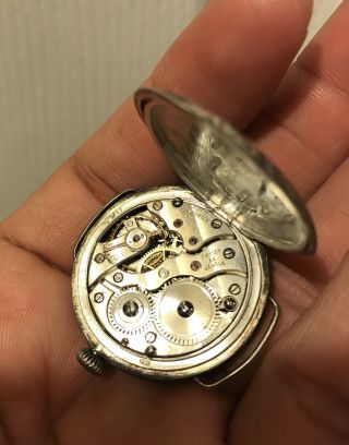 Vintage RARE Gruen Sterling Silver Trench Watch Hallmarked Pocket Watch 12