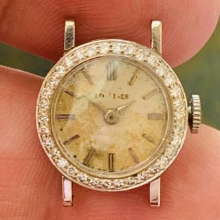 Rare Antique 18k White Gold Ladies Longines Diamond Watch