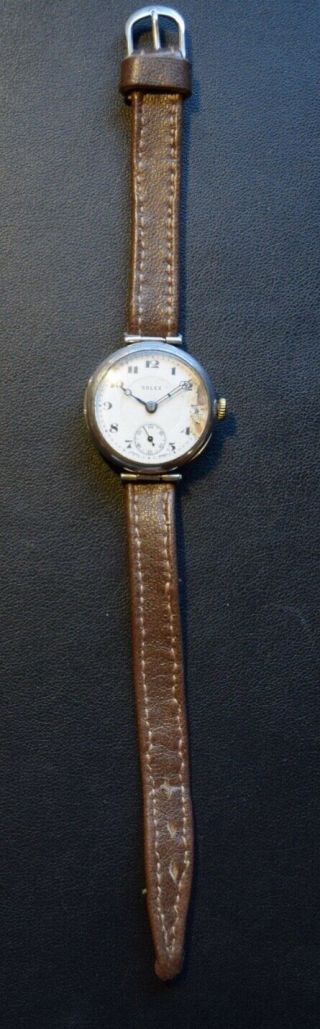 Rare Gents Rolex Silver Military Officers Trench Watch HM Glasgow 1924 W & D 11