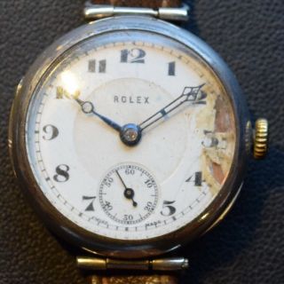 Rare Gents Rolex Silver Military Officers Trench Watch HM Glasgow 1924 W & D 2