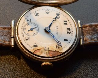Rare Gents Rolex Silver Military Officers Trench Watch HM Glasgow 1924 W & D 3