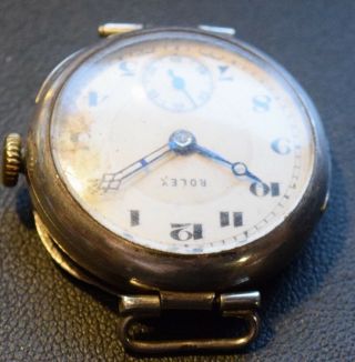 Rare Gents Rolex Silver Military Officers Trench Watch HM Glasgow 1924 W & D 6