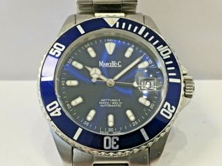 Marcello C Nettuno 3 Blue Dial Divers Automatic Watch Eta 2824 - 2 Movement W/box
