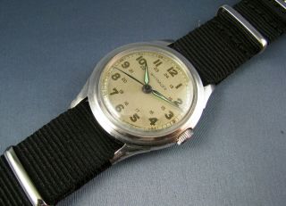 Vintage Longines Wittnauer Stainless Steel Ww2 Military Style Mens Watch 15j
