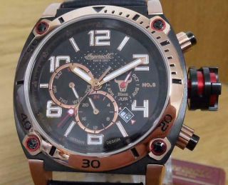 Mens Rose - Gold & Black Ingersoll Bison 8 Automatic In2806rbk Diver Style Watch
