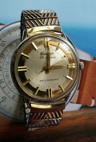 Mens Rare Vintage Bulova 30 Jewels Selfwinding Automatic Watch Gold Filled