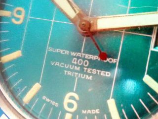 Vintage RARE SICURA SUBMARINE 400 VACUUM TRITIUM TURQUOISE dial 5