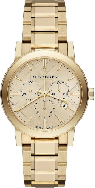 Burberry The City Bu9753 Gold - Tone Chronograph Swiss Quartz 38mm Unisex Watch