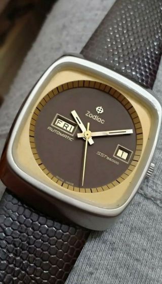 Rare Vintage Zodiac Sst36000 Automatic Men Wrist Watch