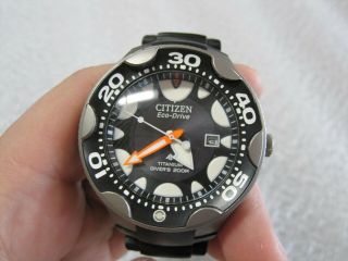 Rare Citizen Eco - Drive ORCA Titanium Black Dial Diver ' s Watch E168 - S043271 2