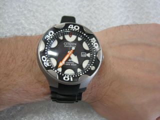 Rare Citizen Eco - Drive ORCA Titanium Black Dial Diver ' s Watch E168 - S043271 4