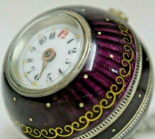 Finest Quality Enamel Ball Watch - Extremely Rare - Faberge Interest - Very Rare