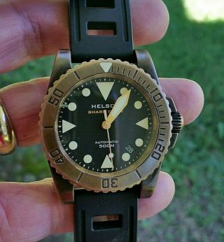 Helson Shark Diver Brass,  40 Mm,  Saphire 500m,  Very And Patina