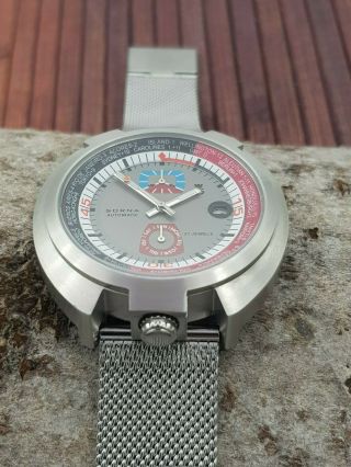 Sorna Bullhead NOS - Style automatic watch grey version unworn mesh band 6