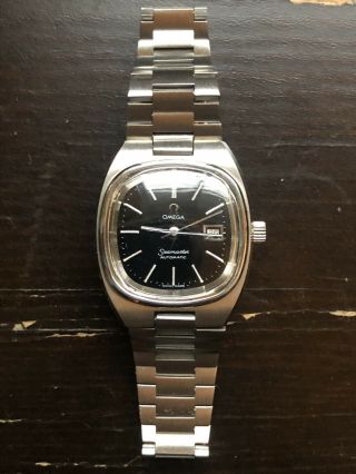 [GI]VINTAGE OMEGA SEAMASTER AUTOMATIC BLACK DIAL DATE DRESS WOMEN ' S WATCH 2