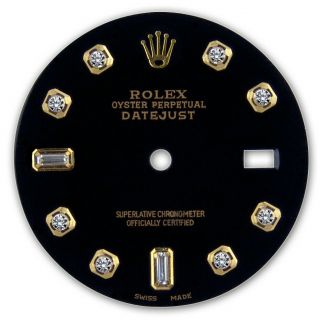 Refined Mens 2 - Tone Datejust Black 8,  2 Diamond Dial For Rolex - 36