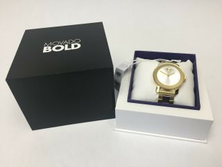 Movado Bold Womens Ladies Gold Two Tone Swiss Watch Bracelet 3600129 36mm