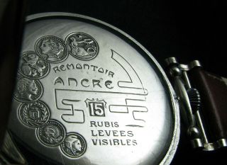 UNION S.  A.  SOLEURE Antique 1930 ' s Large Wristwatch Deco Metal Dial 8