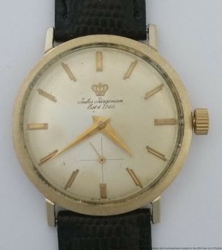 Vintage Jules Jurgensen 14k Yellow Gold Mens Wrist Watch