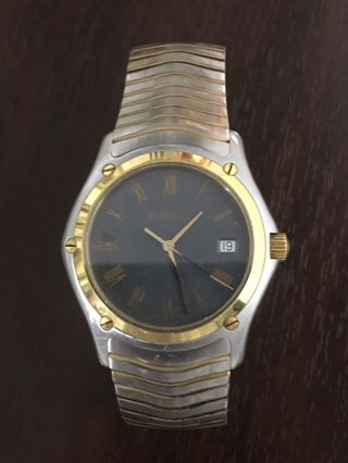 Ebel Classic Wave 1255f41 Stainless Steel/ Gold Mens Watch Date Time Water Resis