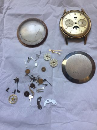 Vintage Mervos Triple Date Moonphase Martel 291 Universal Geneve Parts/repair
