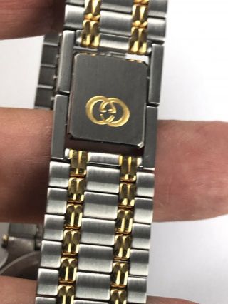 Authentic GUCCI MENS Wrist Watch 9000M Stainless Steel & Gold 2 Tone Bracelet 3
