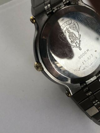 Authentic GUCCI MENS Wrist Watch 9000M Stainless Steel & Gold 2 Tone Bracelet 7