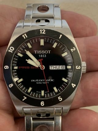 Tissot 1853 Prs 516 Automatic Swiss 25 Jewel Watch W/black Dial Skeleton Back