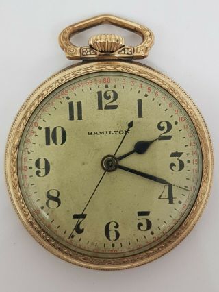 Vintage Hamilton Pocket Watch 10k Rolled Gold Filled Serial 4042113