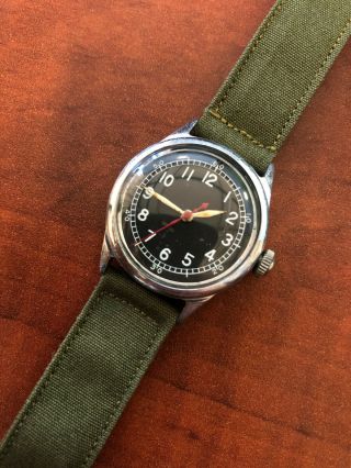 1944 Bulova A - 11 Wwii Wristwatch With Strap - Hack Movement,