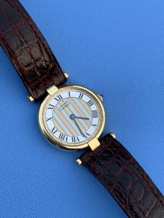 Vintage Cartier Must Tank Vermeil Gold Plated Quartz Watch Lady