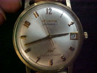 Vintage Longines Ultra Chron Hi Beat 10k Gold Gf Automatic Mens Date Watch