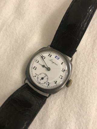 Vintage Gents Longines Officers Trench Watch Solid Silver 2