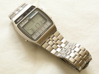 Japan SIEKO A258 Digital Alarm Chronograph Solar Quartz Stainless Steel Watch 8