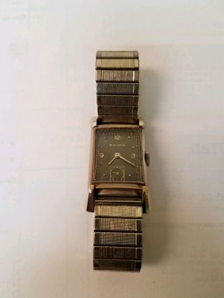 Vintage Bulova Mens 14kt White Gold Wristwatch