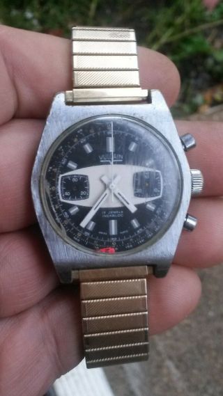 Old Vintage Vulcain Chronograph Wristwatch