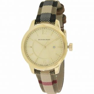 Burberry Bu10104 Honey Check Stamped Dial Honey Check Fabric - Coated Leather