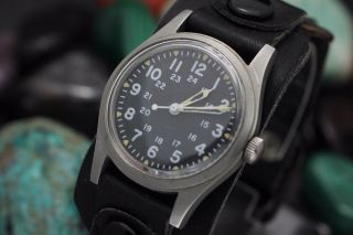 C.  1984 Vintage Hamilton 685 Hand Wind Gg - W - 113 Stainless Steel Military Watch