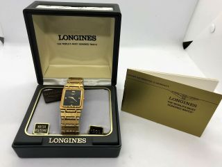 Rare 1980 ' s NOS Longines Gold Tone Seafarer Men ' s Dress Watch 3110800 11