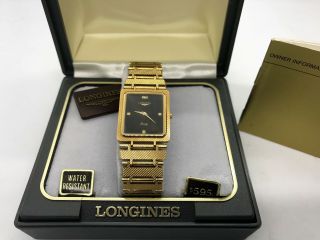 Rare 1980 ' s NOS Longines Gold Tone Seafarer Men ' s Dress Watch 3110800 12
