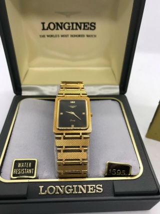 Rare 1980 ' s NOS Longines Gold Tone Seafarer Men ' s Dress Watch 3110800 2