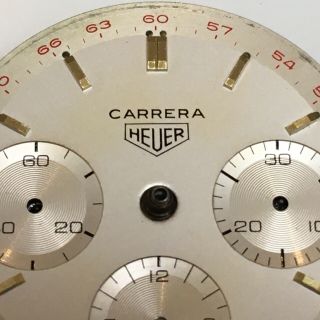 Vintage HEUER Carrera 2448t Valjoux 72 Chronograph Tachy Dial Only 2