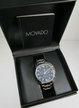 Movado Se Pilot Chronograph Wristwatch Quartz Nwt Swiss W/ Box Tag Booklet