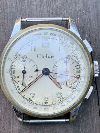 Vintage Clebar Zodiac Big Eye Chronograph Watch C.  1950 Landeron 149