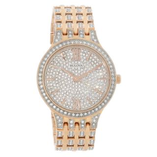 Bulova Phantom Ladies Rose Gold Stainless Steel Crystal Quartz Watch 98l235